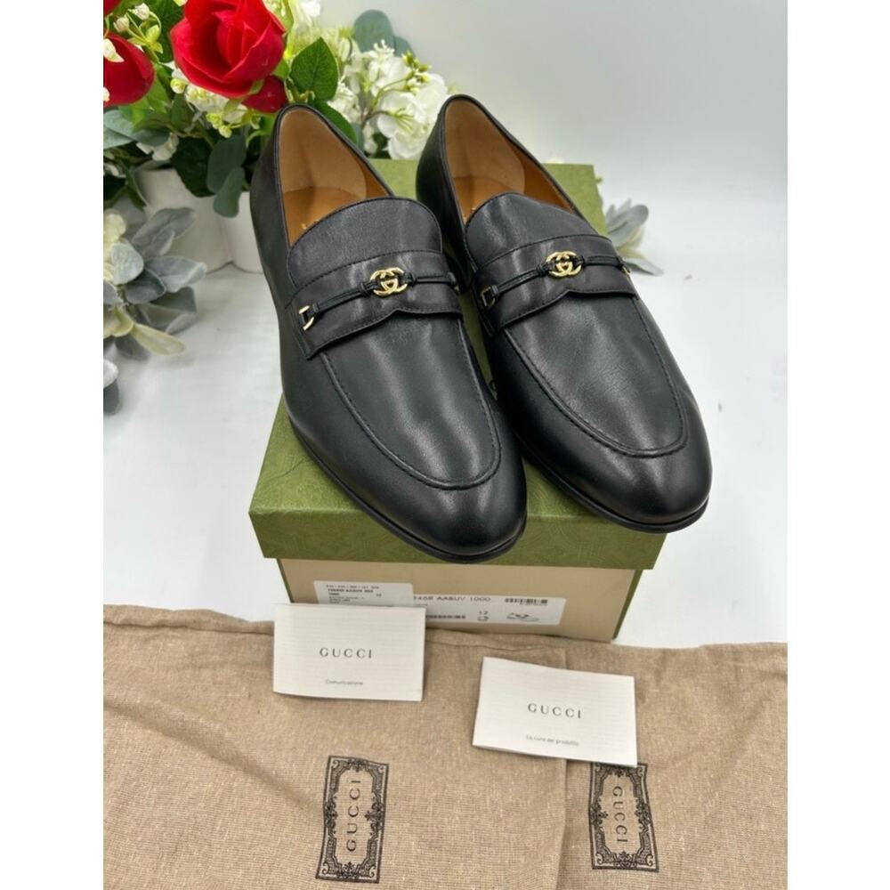 Men's Gucci Leather interlocking G logo size 12 made in Italy